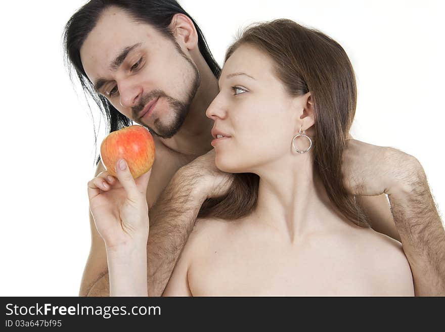 Man And Woman Eating Apple