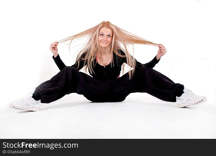 Modern style dancer posing over white