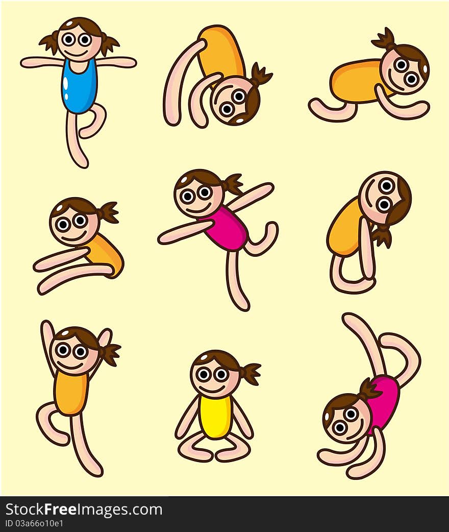 Cartoon yoga icon, drawing