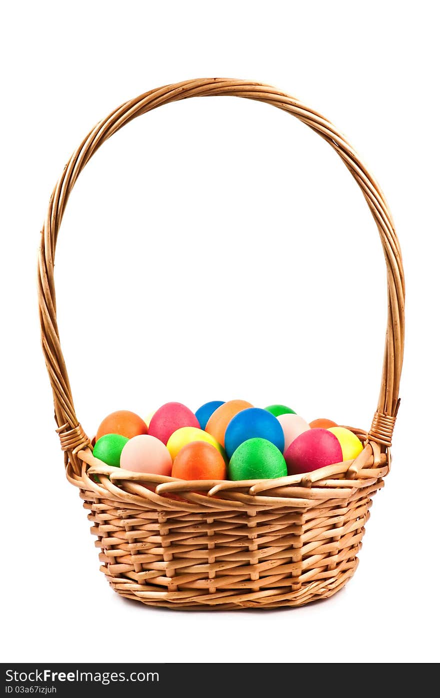 Easter eggs on braiding basket