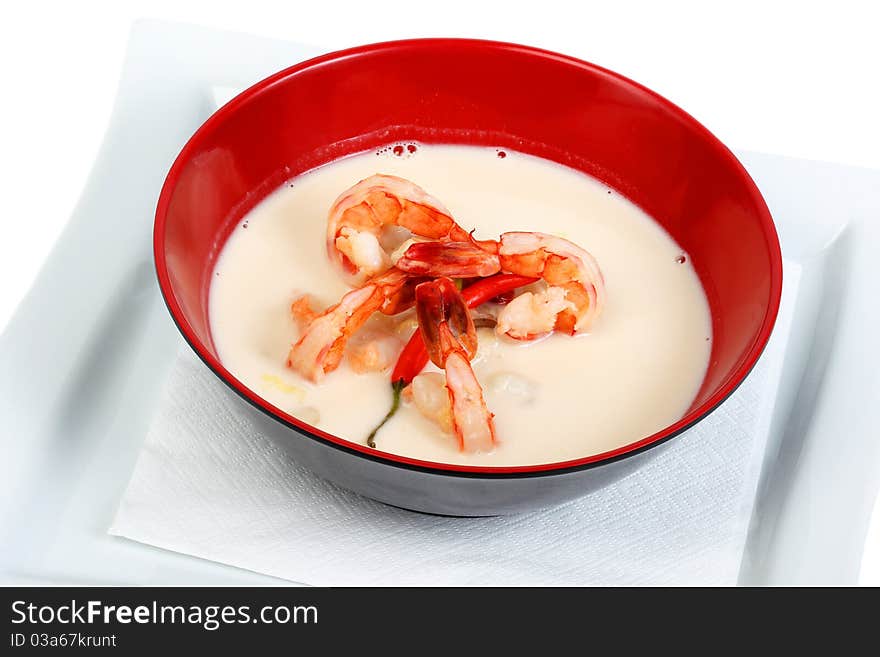 Shrimp in a spicy milk soup