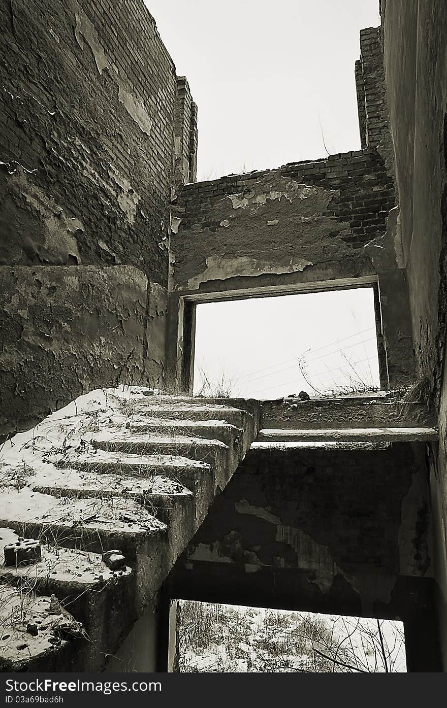 Abandoned building with empty windows. Abandoned building with empty windows