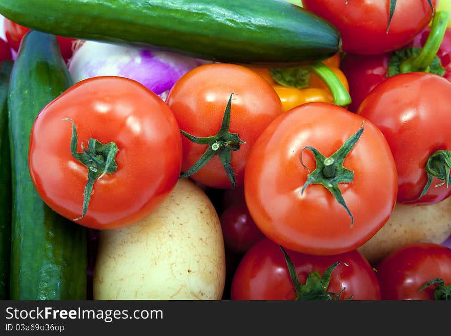 A variety of vegetables on white background