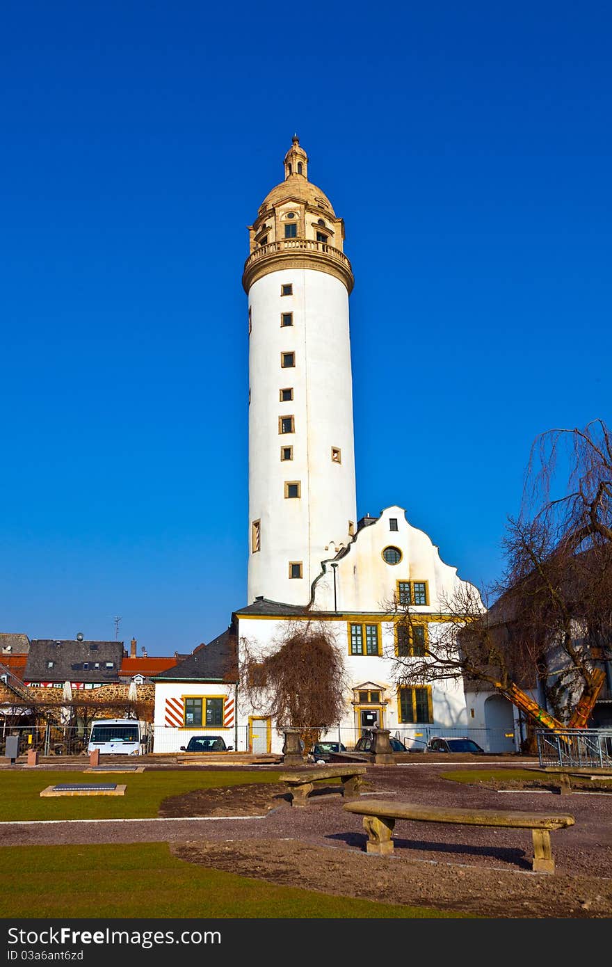 Famous medieval Hoechster Schlossturm in Frankfurt