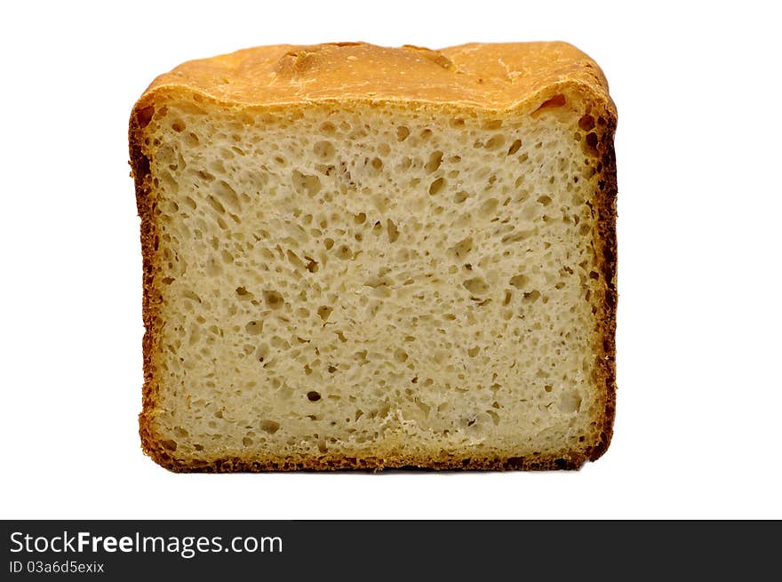 Piece of bread isolated against the white background. Piece of bread isolated against the white background