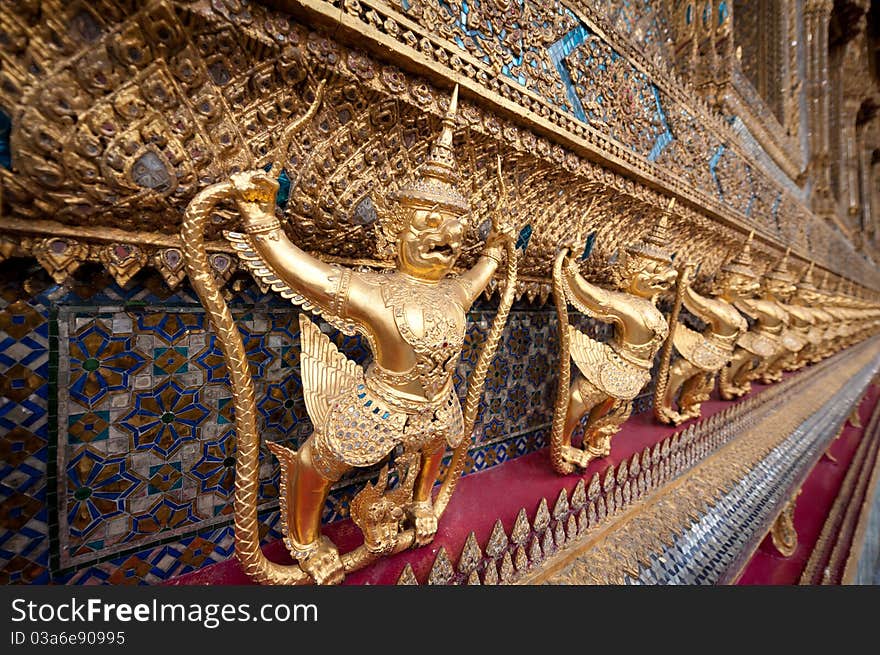 The Temple of the Emerald Buddha (Wat Phra Kaeo) is a popular landmark in Bangkok, Thailand.