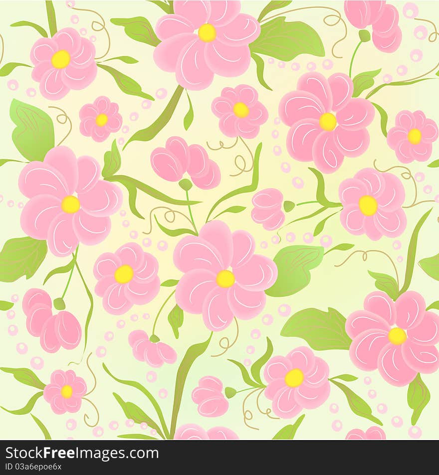 Cute floral pink seamless background