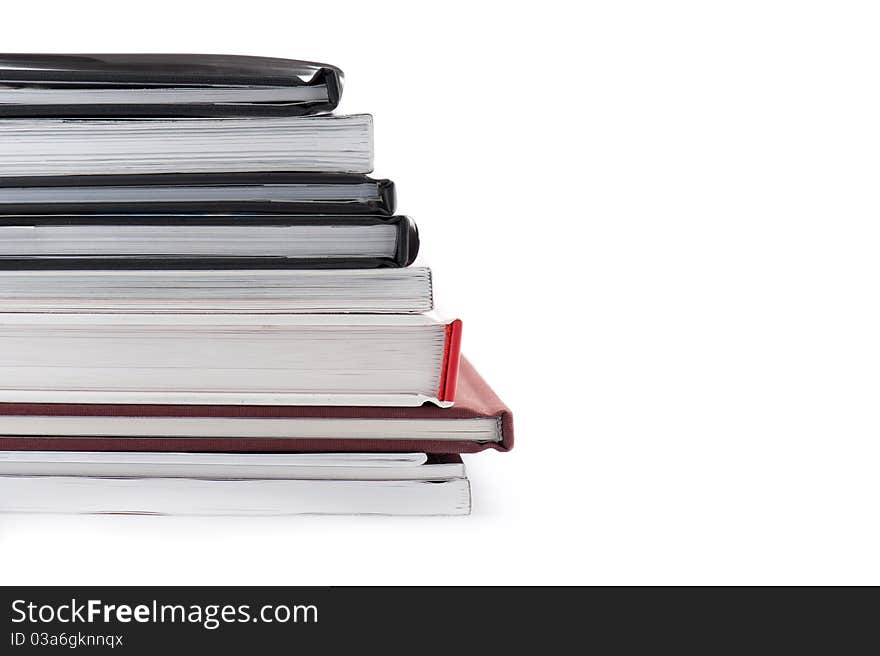 Pile of books isolated on white background