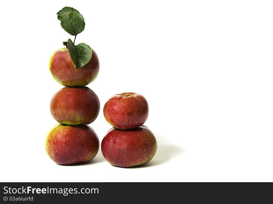 Few juicy apples on a white background