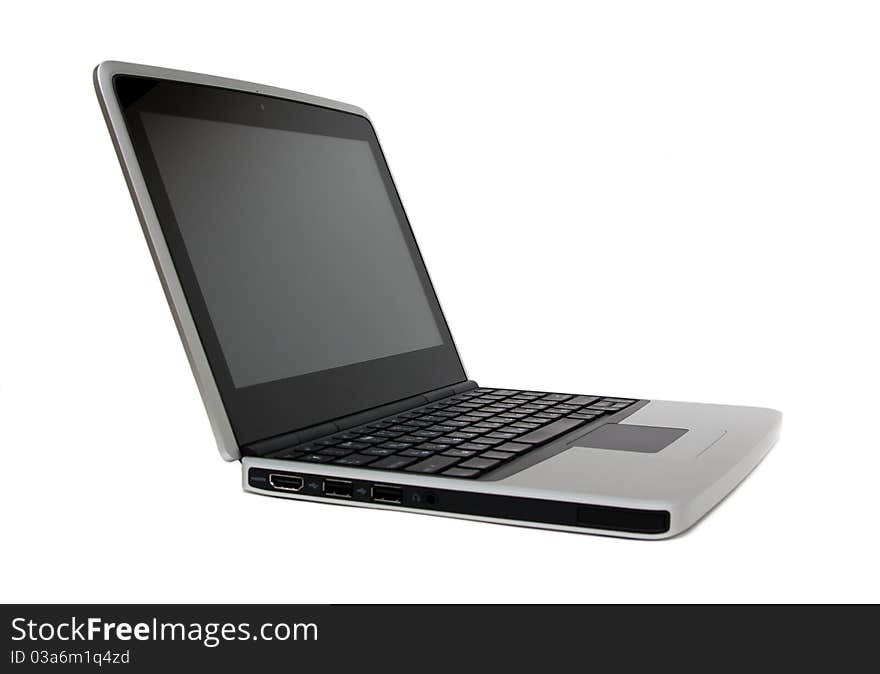 Single netbook (laptop) on a white background