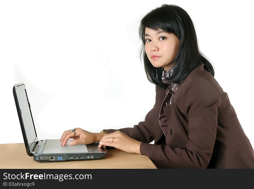 young secretary's office  isolated on white background