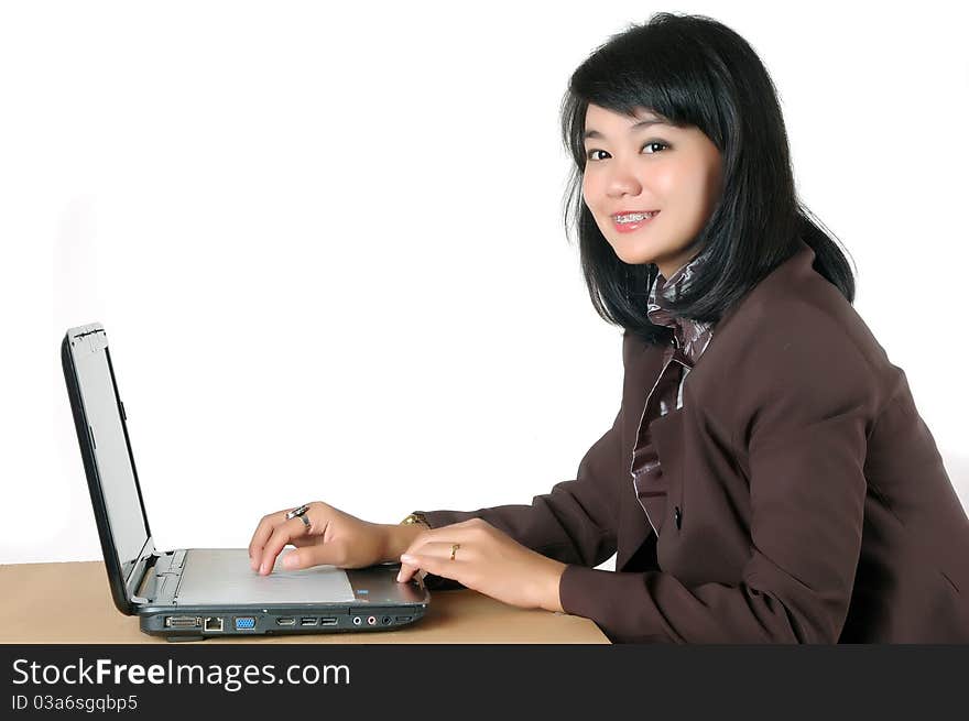 young secretary's office isolated on white background