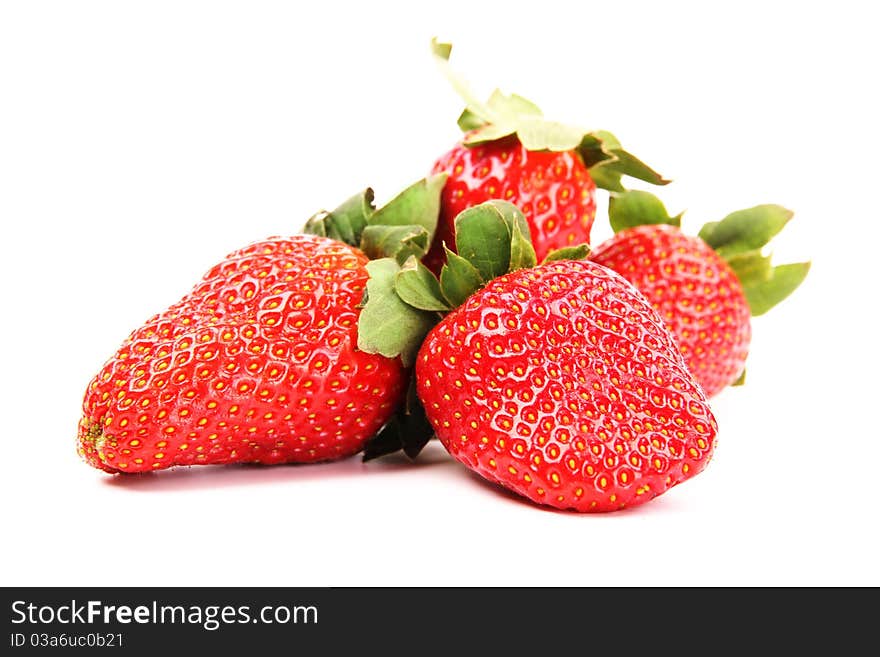 Studio photo of isolated strawberries on white background