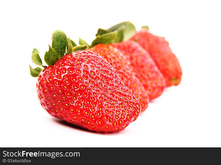 Studio photo of isolated strawberries on white background