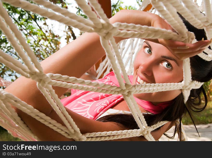 Young woman in hammock