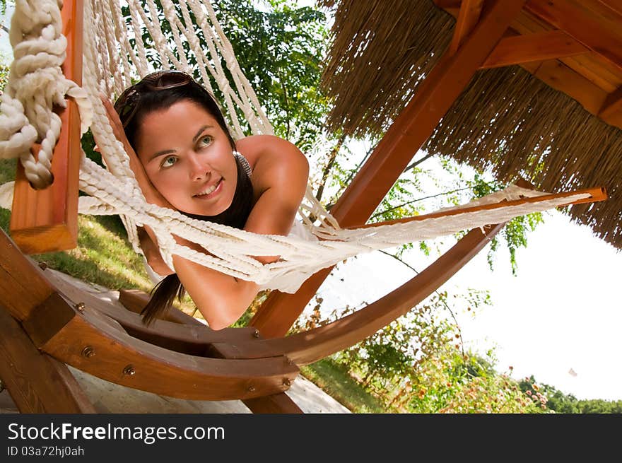 Young woman in hammock