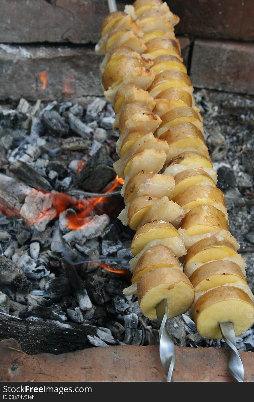 Preparation of a potato with fat