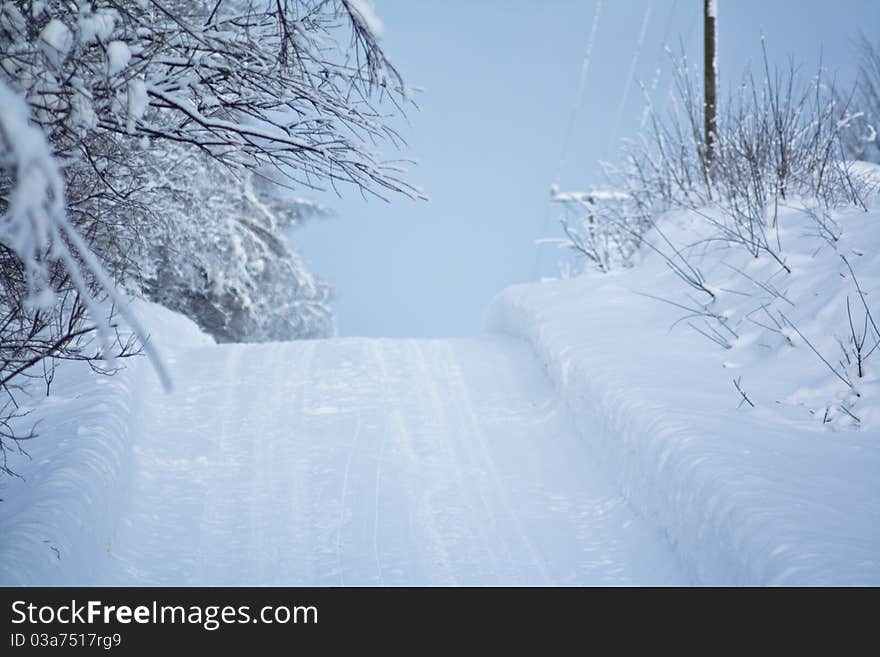 A snovy road at Finland. A snovy road at Finland.