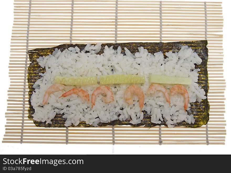 Bamboo mat for cooking sushi