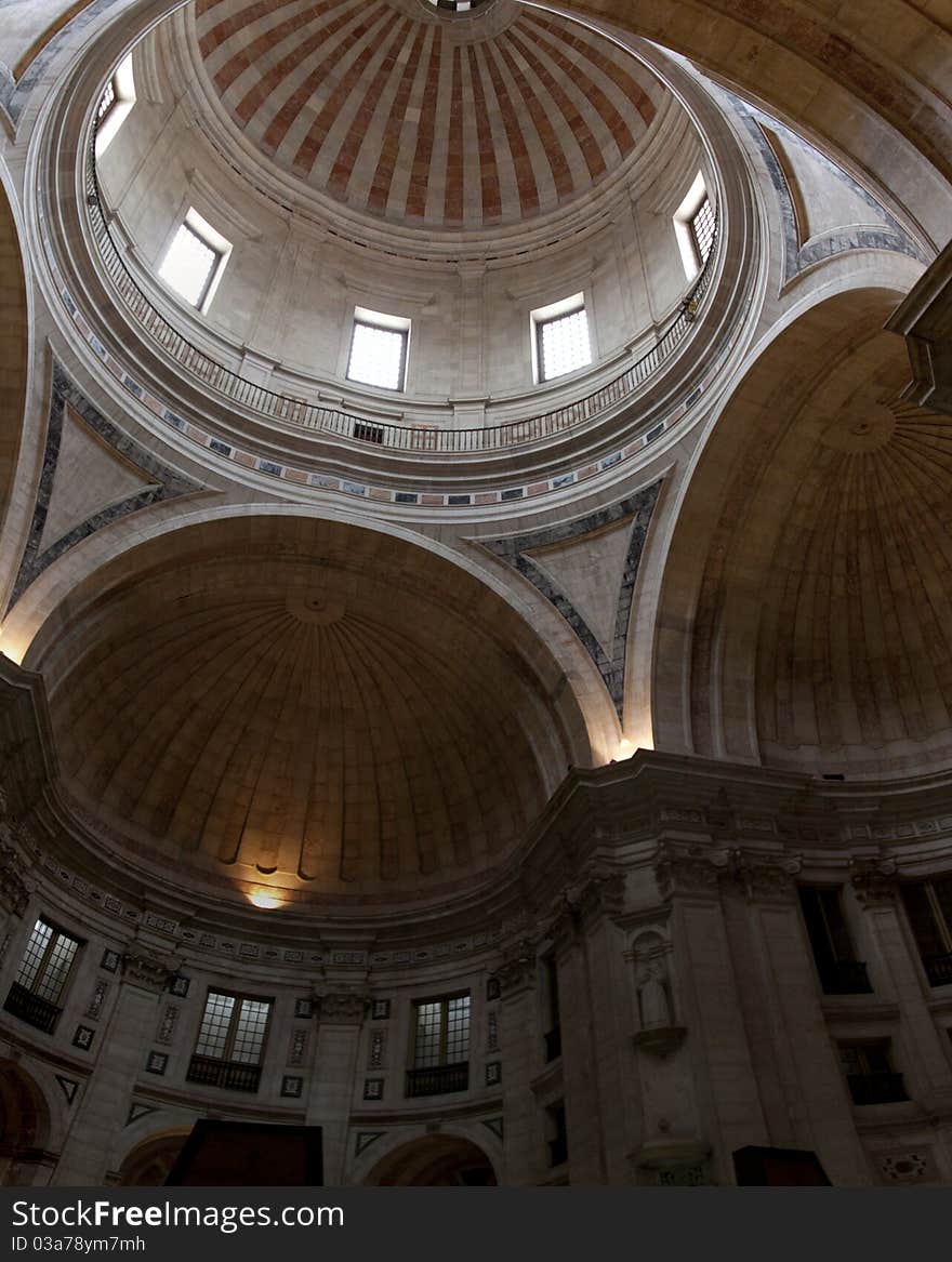 View of the inside ceiling of the National Pantheon landmark located in Lisbon, Portugal. View of the inside ceiling of the National Pantheon landmark located in Lisbon, Portugal.