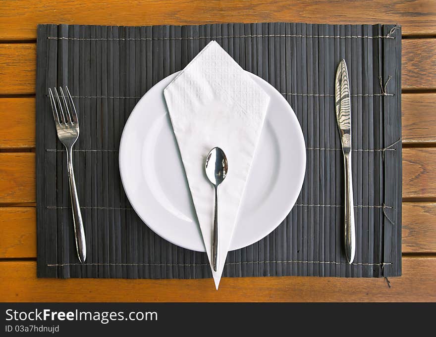 Plate with fork and knife. Plate with fork and knife