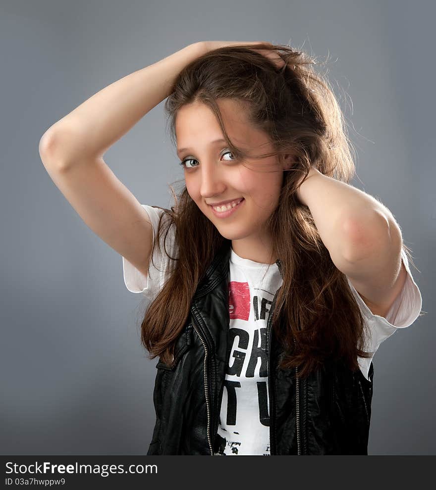 Closeup portrait of a happy young woman smiling. Closeup portrait of a happy young woman smiling