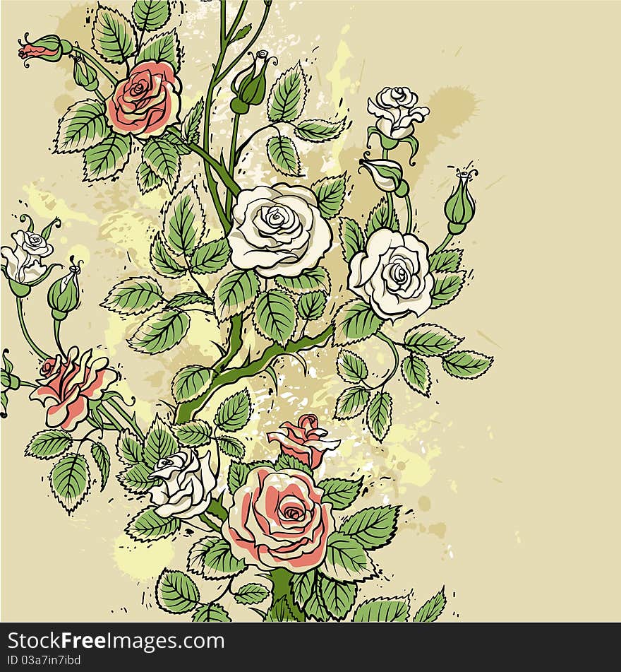 Grunge roses background for design