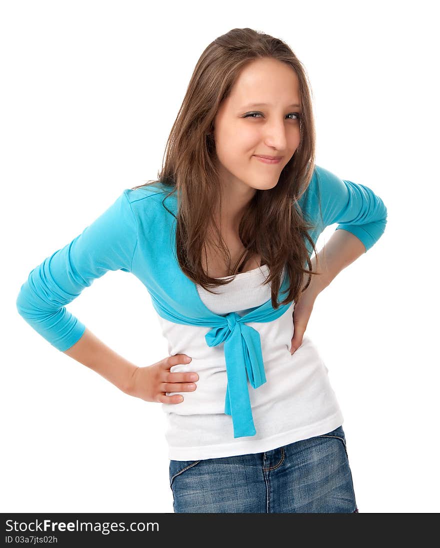 Isolated portrait of a young girl