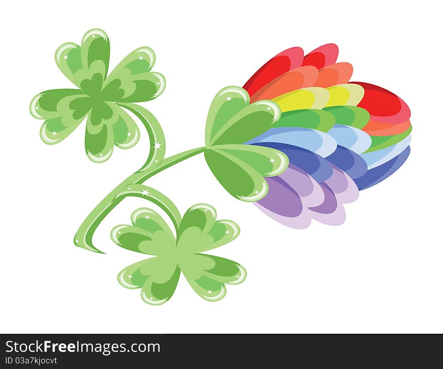 Rainbow clover isolated over white