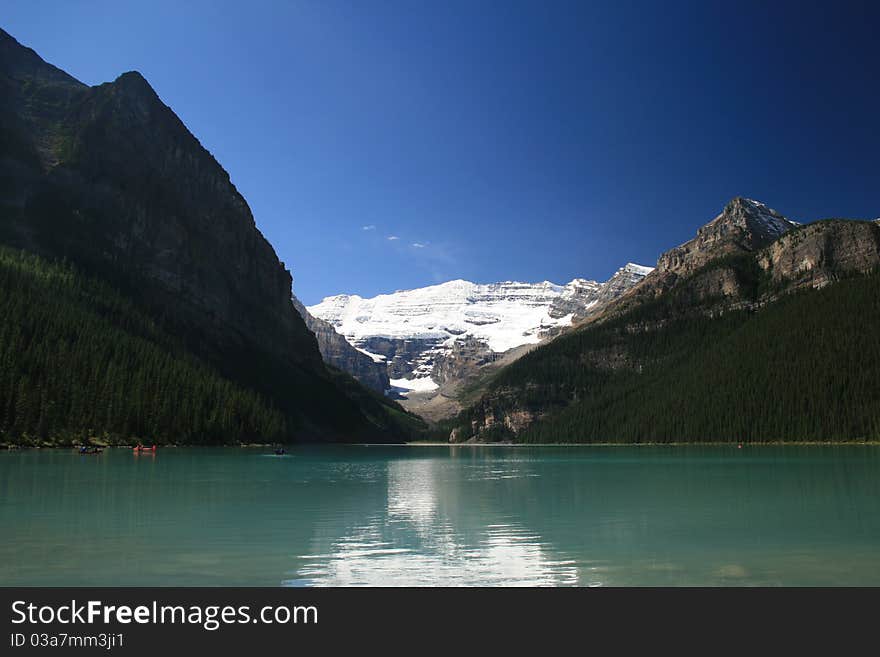 A view of Lake Louise on a sunny September day.