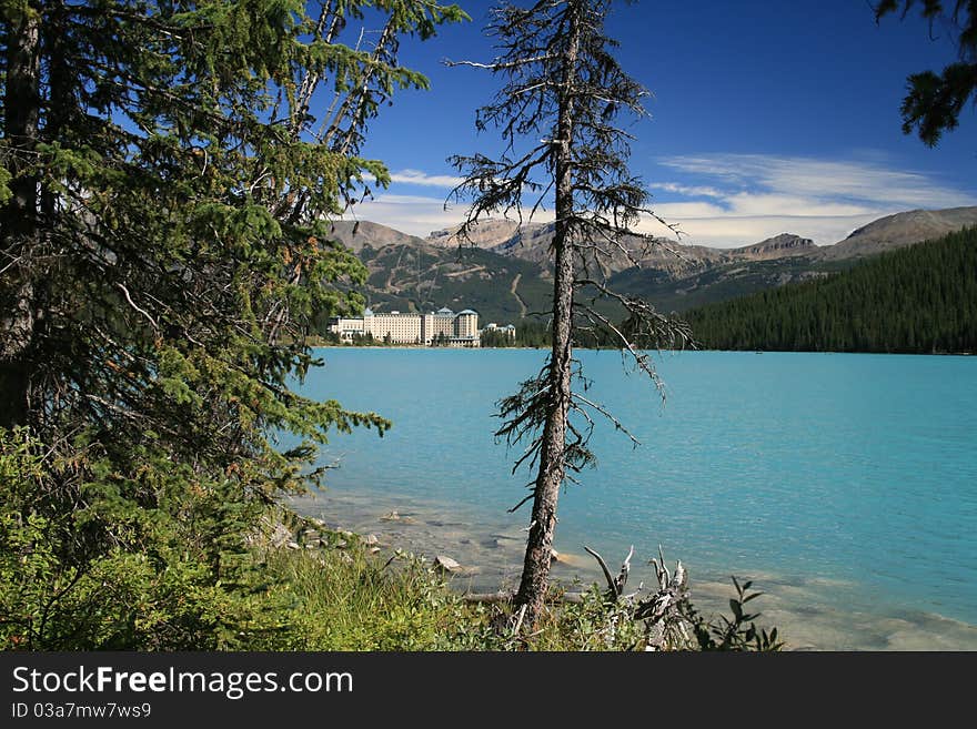 A view of Lake Louise on a sunny September day.