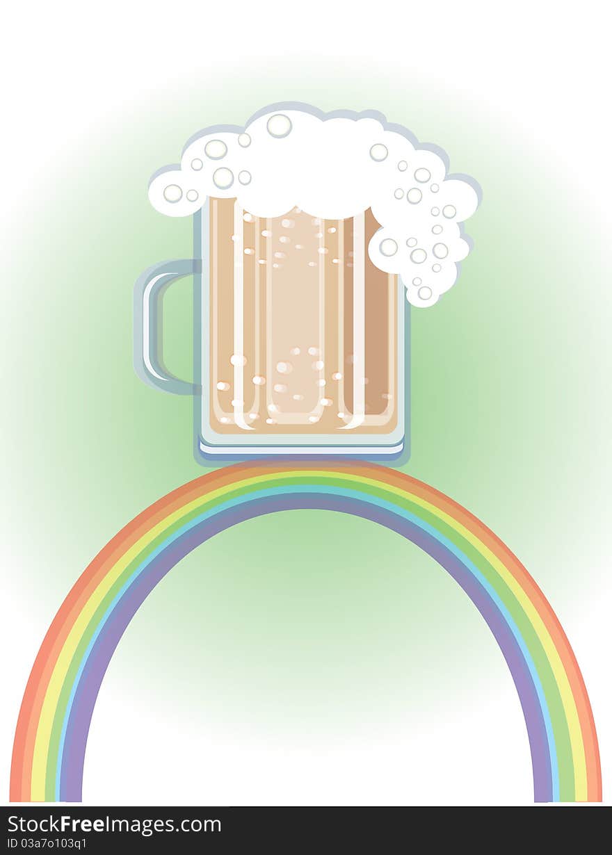 St. Patrick's Day.Beer on the rainbow