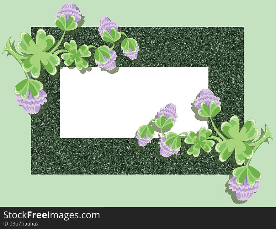 Green background with border of the  clover. Green background with border of the  clover