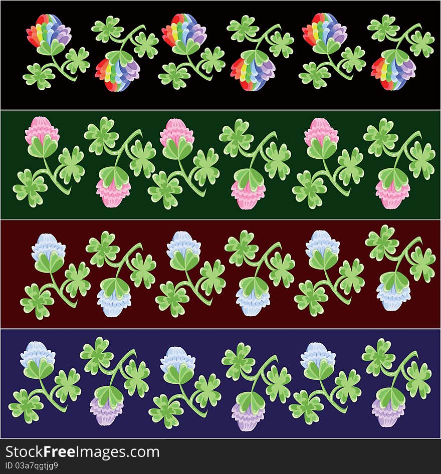 Borders with flowers of the clover. Borders with flowers of the clover