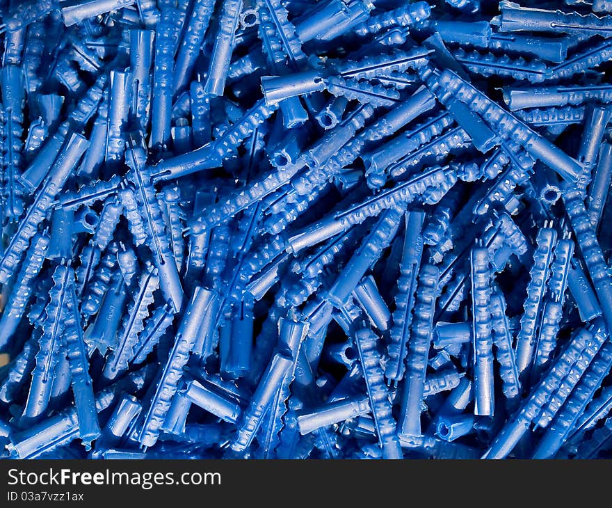 Blue plastic wall plugs