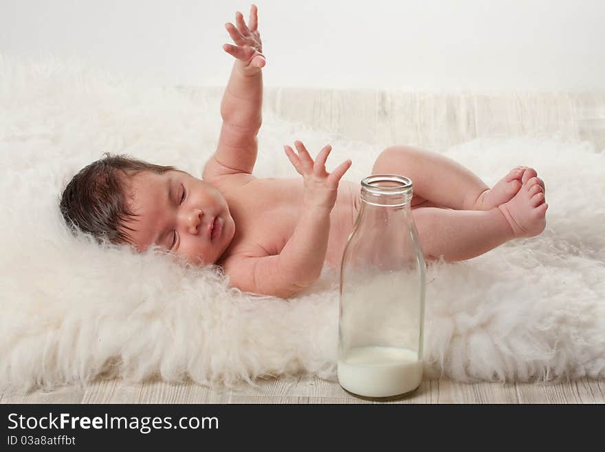 Newborn With Retro Bottle