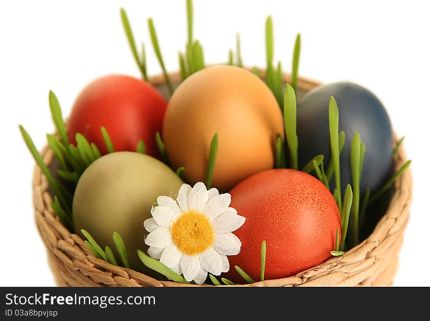 Bright easter eggs on white. Bright easter eggs on white