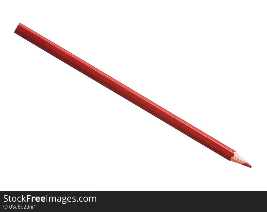 Pencil red isolated on pure white background