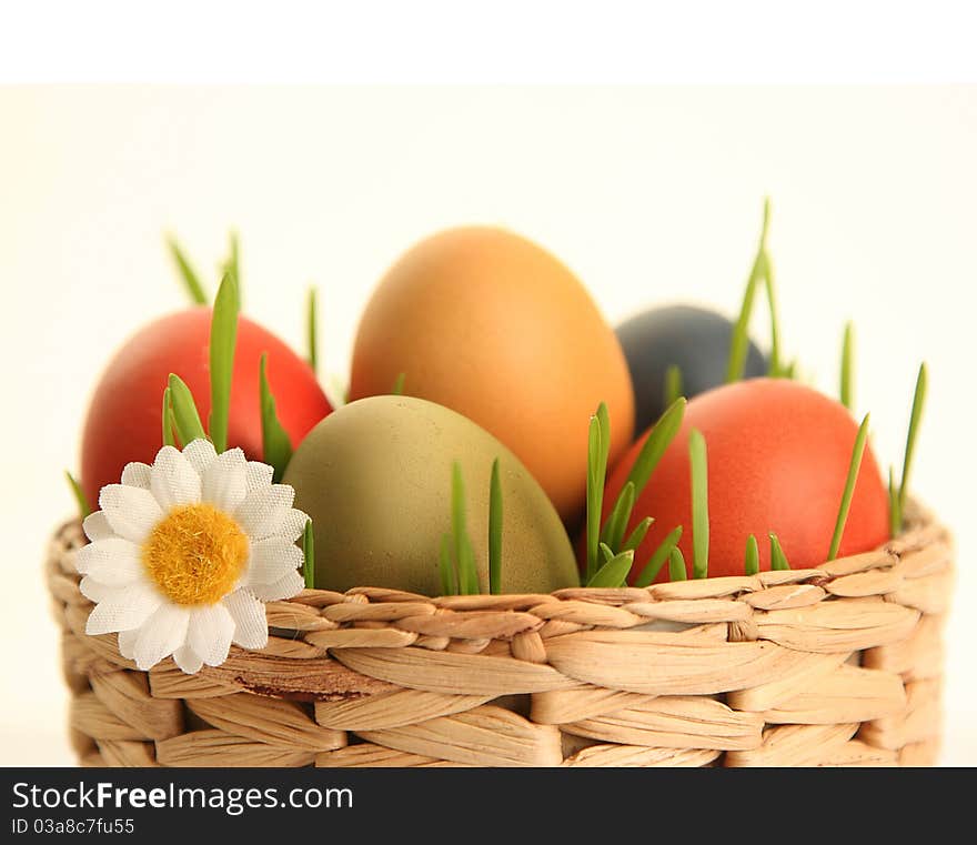 Bright easter eggs on white. Bright easter eggs on white