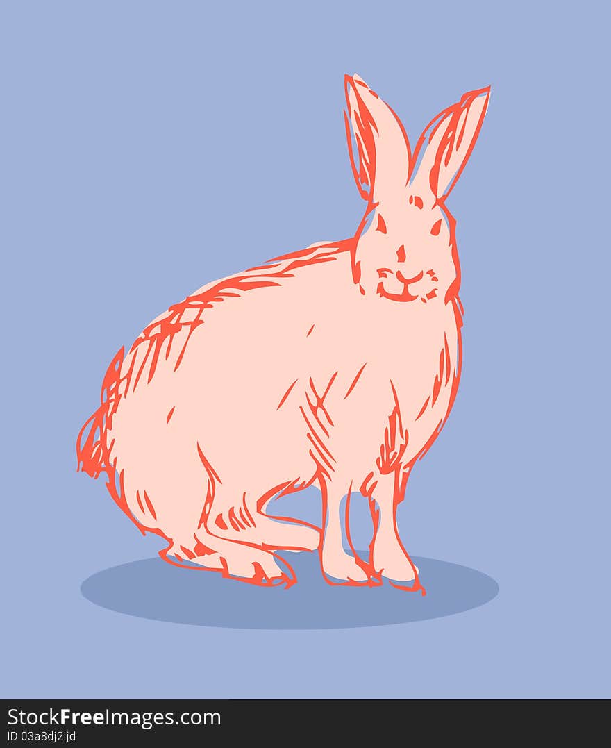 Rabbit vector fake retro tattoo style