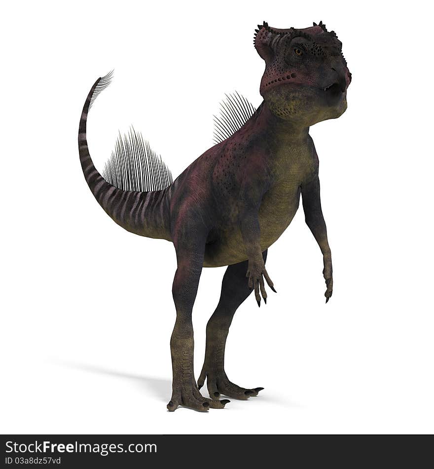 Dinosaur Archaeoceratops. 3D rendering with clipping path and shadow over white