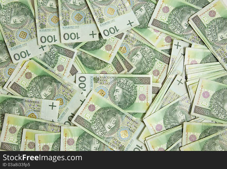 Background made of money. Polish Zloty bills