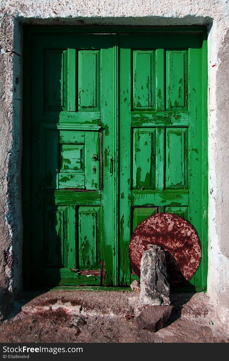 Colored weathered door, saturated green. Colored weathered door, saturated green