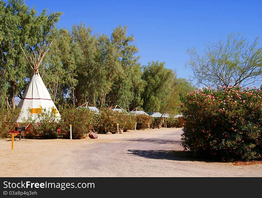 Camping cabins in camping area. Utah. USA.