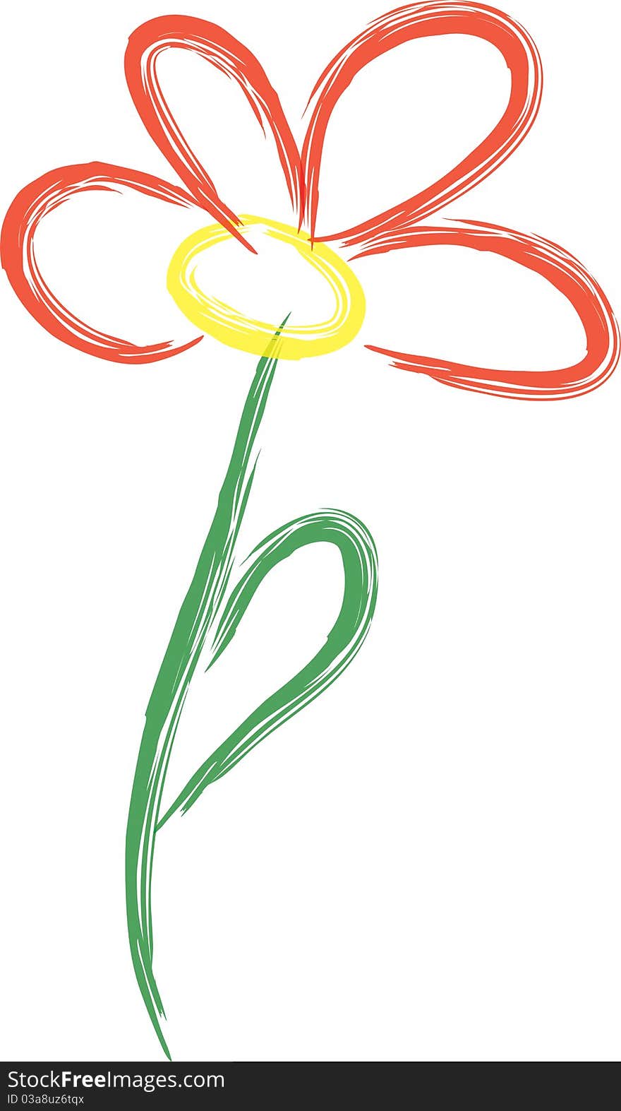 Drawn flower illustration on white background