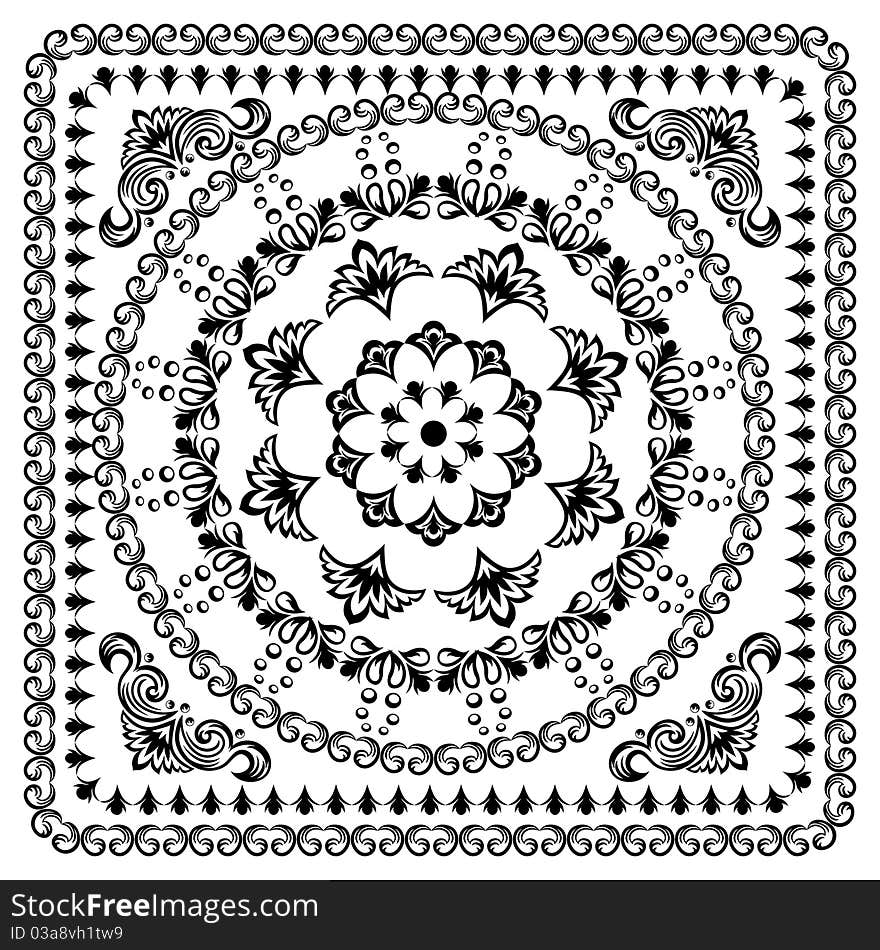 Black and white original circular pattern. Black and white original circular pattern