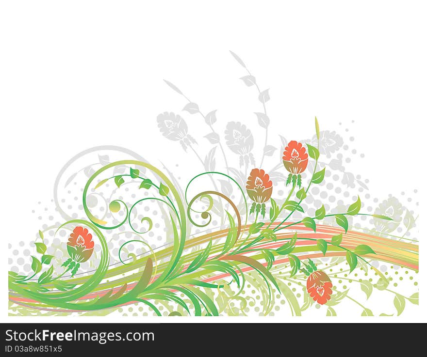 Abstract floral background with curls. Abstract floral background with curls