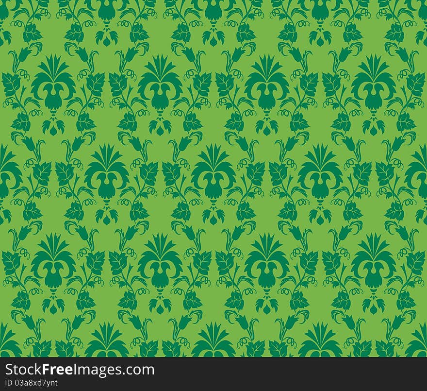 Green floral pattern, seamless pattern