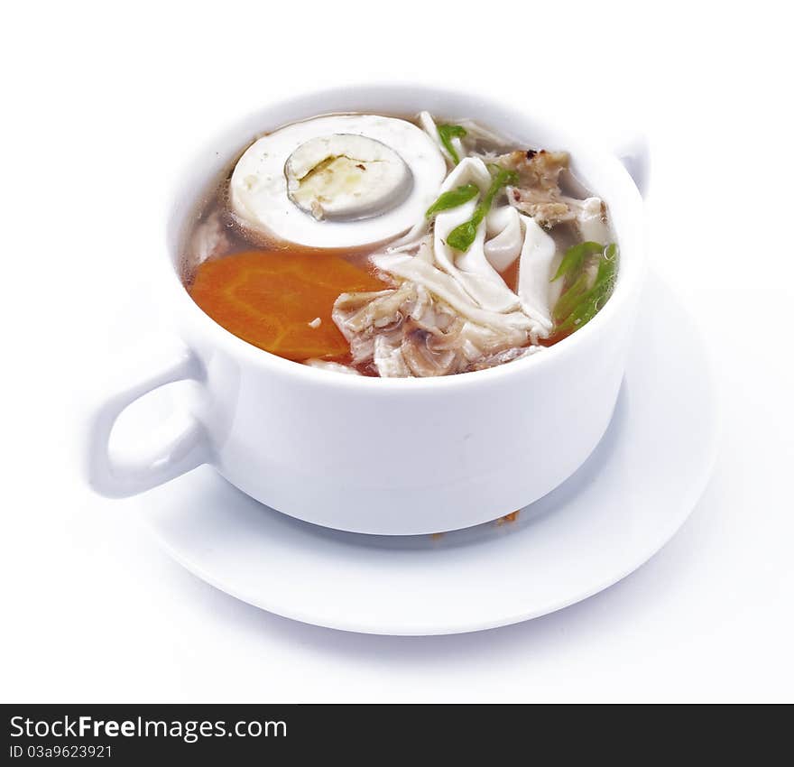 Soup photo in a bowl on a white background. Soup photo in a bowl on a white background