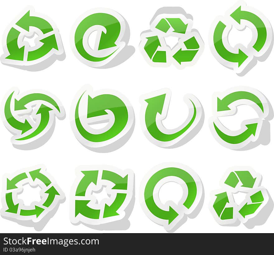 Vector collection of green sticky arrows. Vector collection of green sticky arrows.